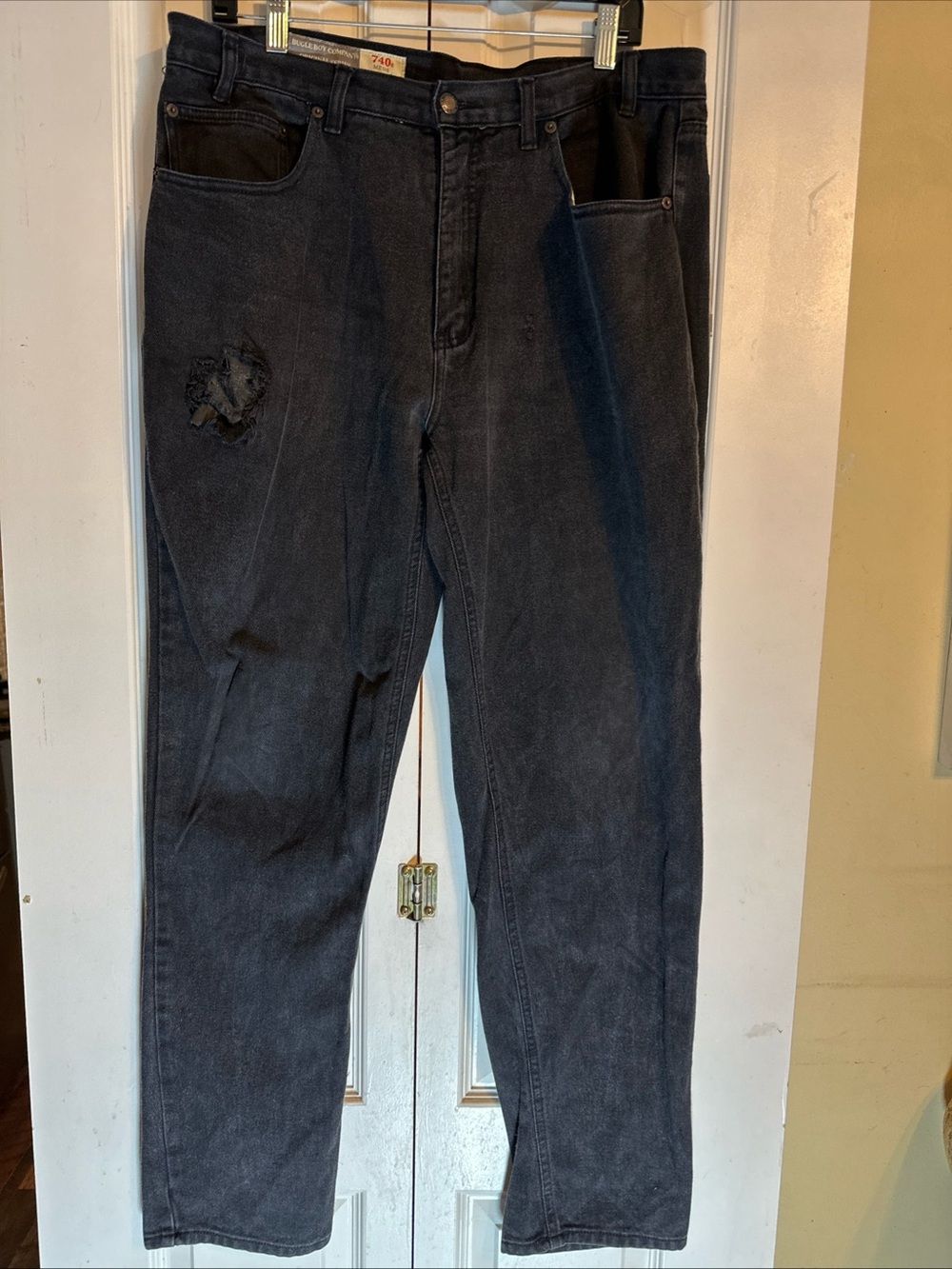 Bugle Boy Black Cargo Jeans with Distressed Detail